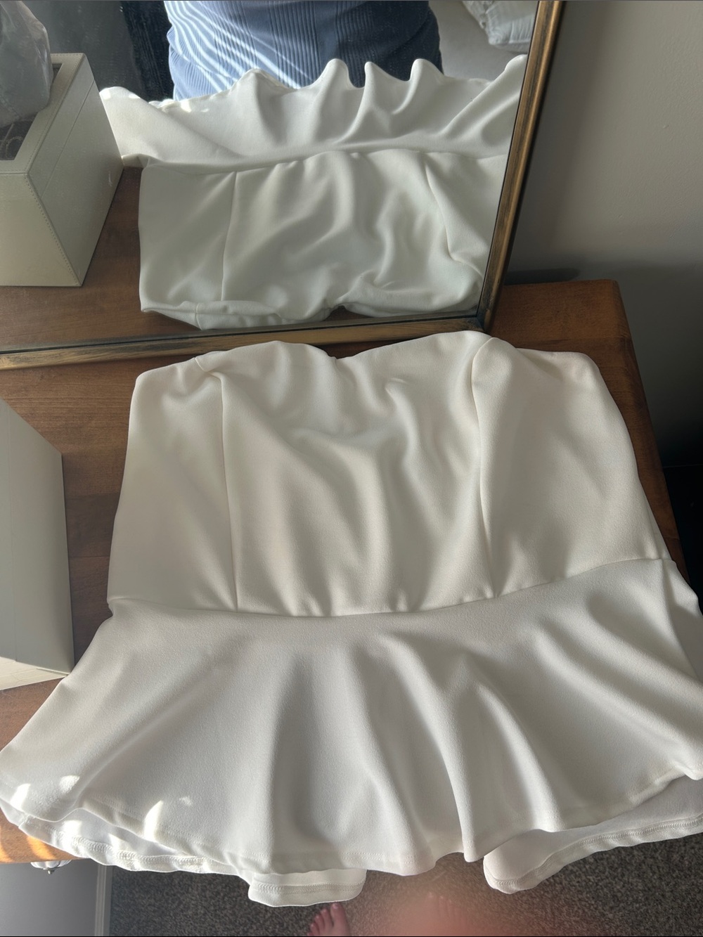 Rebdolls White Strapless Peplum Top